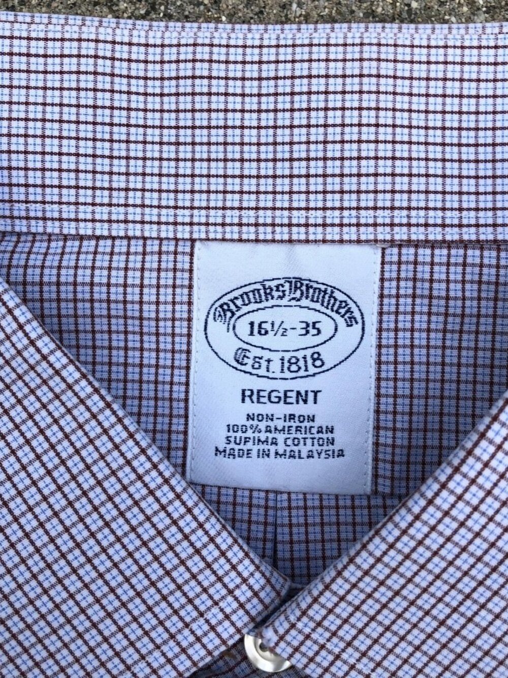BROOKS BROTHERS Button Down Dress Shirt Men's 16.5-35 Purple Supima Cotton - Picture 5 of 6